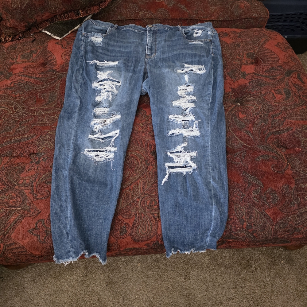 Distressed Blue Jeans